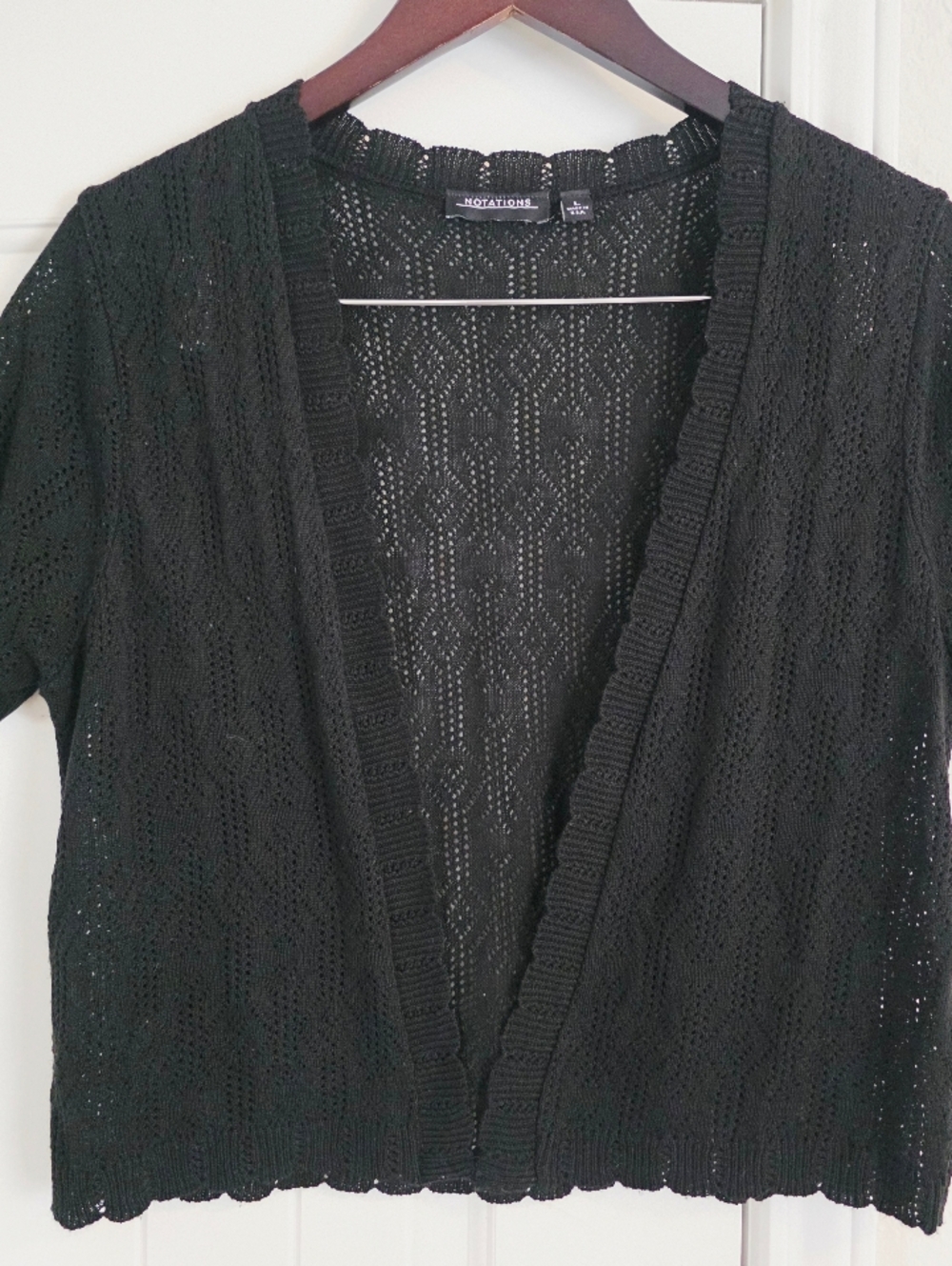 Notations Black Open Knit Bolero Shrug | Lightweight Layer Large